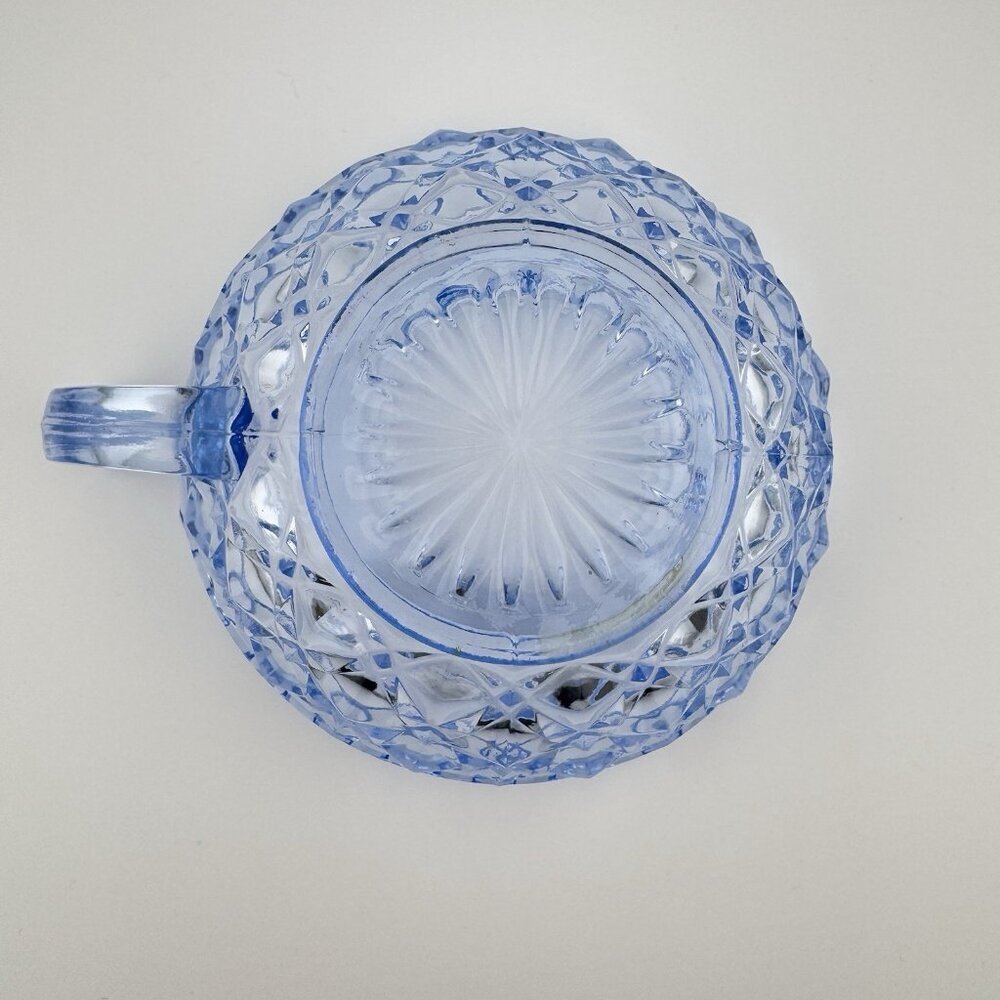Imperial Glass Little Jewel Blue Depression Glass 4 1/2" handled bowl - Picture 8 of 9